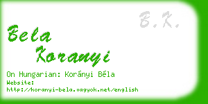 bela koranyi business card